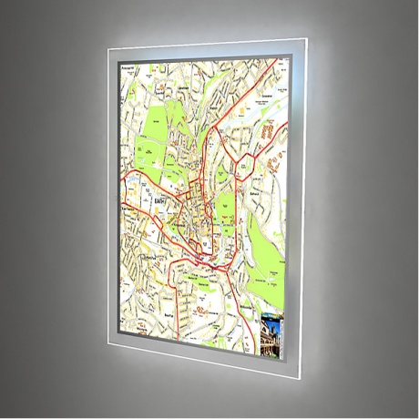 A0 LED Illuminated Wall Map | Price Includes Full Colour Printed OS Map